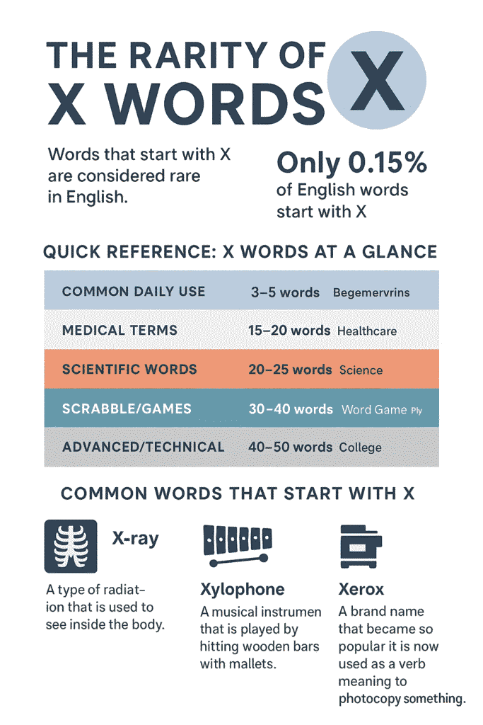 Infographic showing Why Are X Words So Rare?